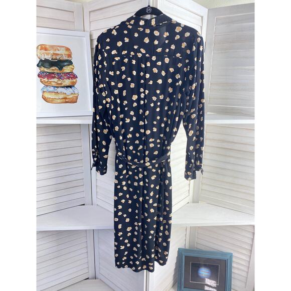 Reserved black and tan button down belted dress size 8 - Picture 9 of 11